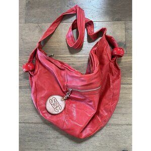 See by Chloe LARGE cherry red hobo boho bag leather bag charms Y2K indie